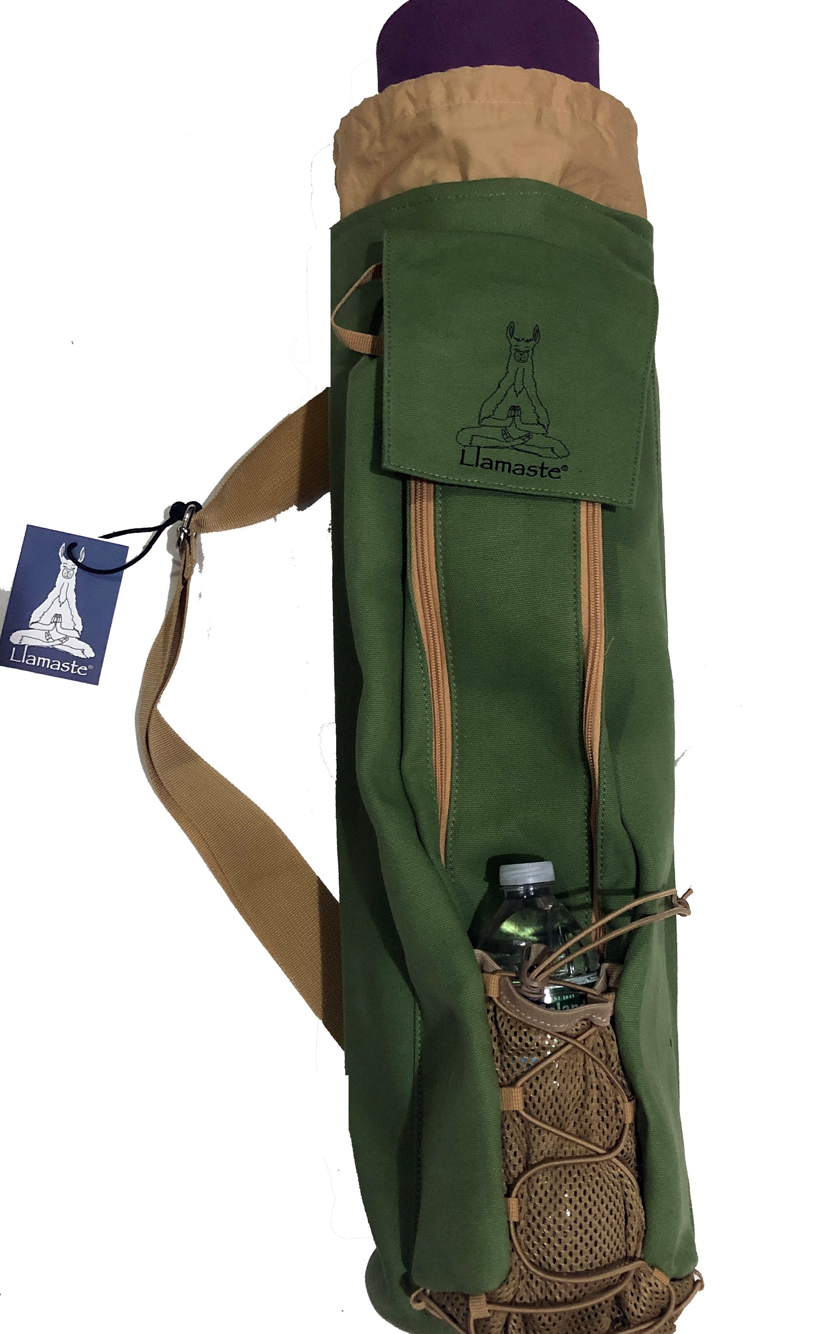 carry a yoga mat with timbuk2 bag Llamaste Canvas Yoga Bag Carrier for Yoga Mat Green